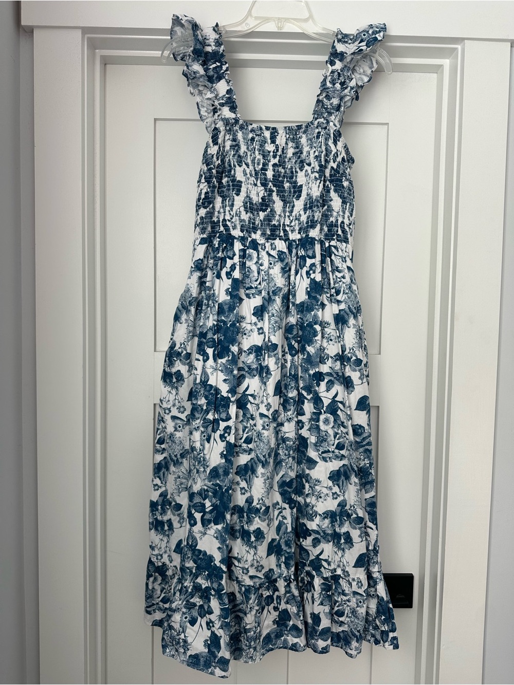 The Drop Blue Floral Sundress - Ruffle Strap Dress